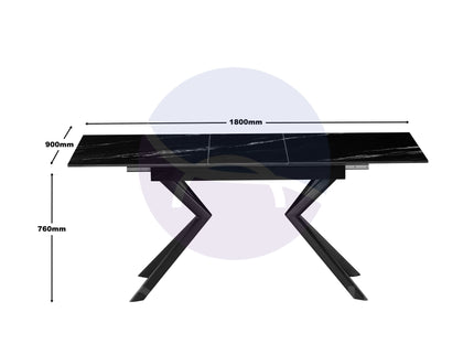 Henley Black Extending Dining Table with 4 Chairs