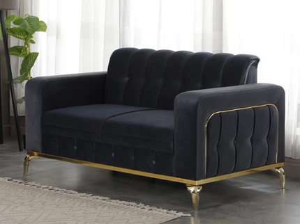 BERLIN Black Velvet with Gold Detailing