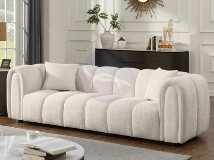 Cloud Beige Bubble-Tufted Curved Sofa