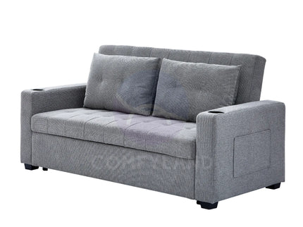 Grey Convertible Pull-Out Sofa Bed