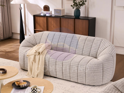 Serum Grey Bouclé Curved 2-Seater Sofa