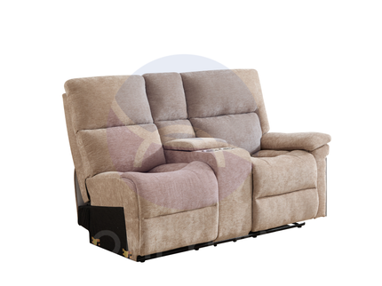 Premiere Beige Fabric Sectional Recliner Sofa with Dual Cup Holders