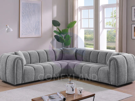 Cloud Grey Bouclé L-Shaped Corner Sofa