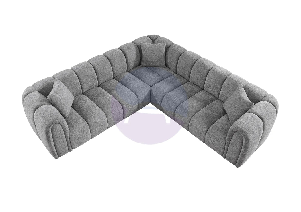 Cloud Grey Bouclé L-Shaped Corner Sofa