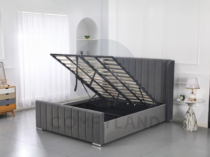 Grey Velvet Storage Bed