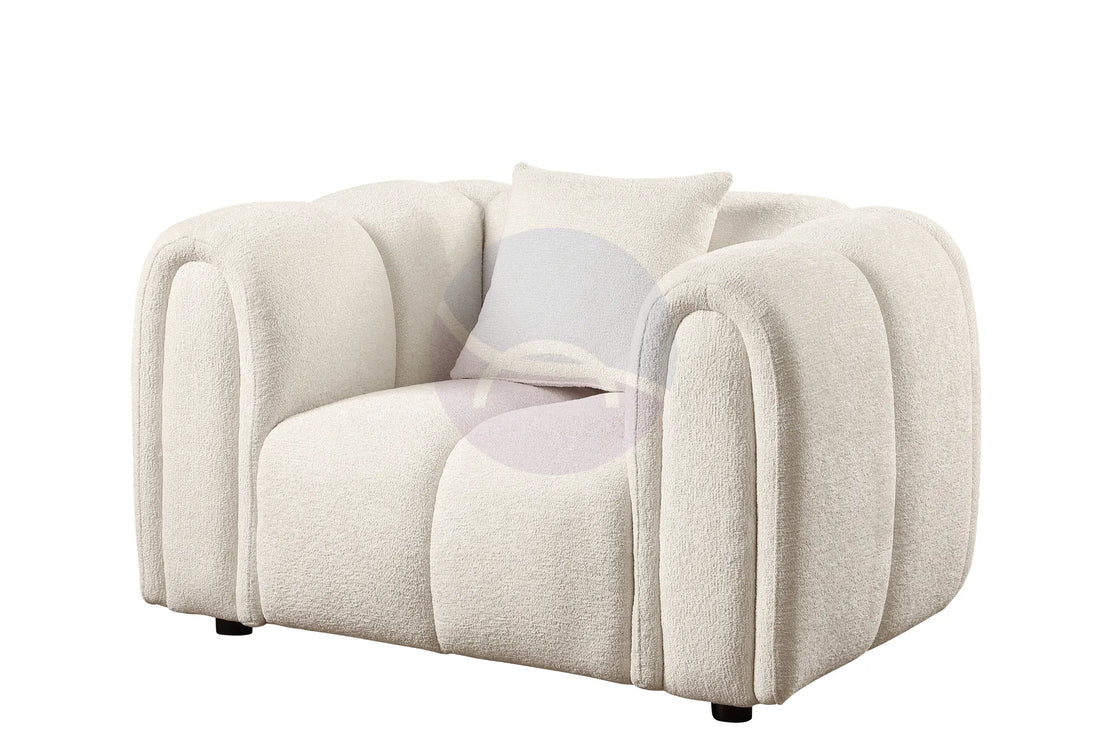 Cloud Beige Bubble-Tufted Curved Sofa