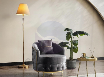 PARMA Sofa Bed in Grey Velvet with Gold Detailing