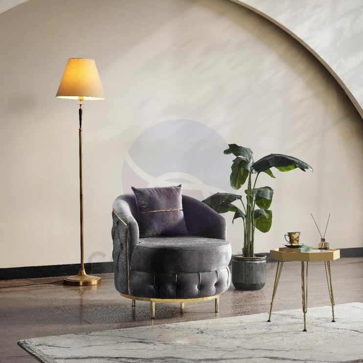 PARMA Sofa Bed in Grey Velvet with Gold Detailing