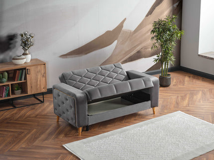 Melisa Grey Sofa Bed with Gold Detailing