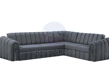Vera Grey Velvet 7 Seater L Shaped Corner Sofa