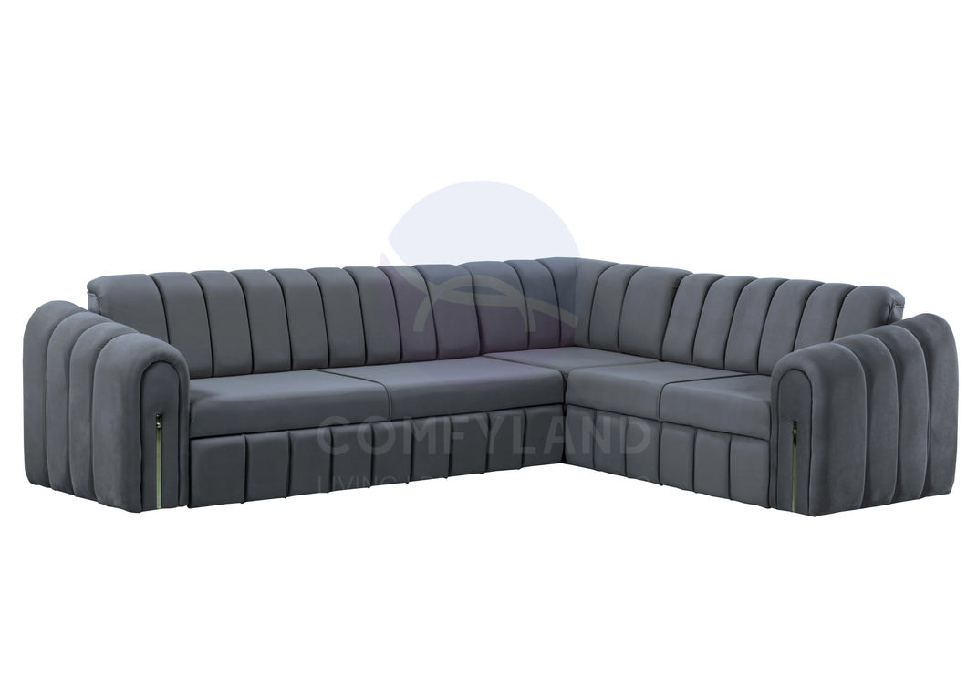 Vera Grey Velvet 7 Seater L Shaped Corner Sofa