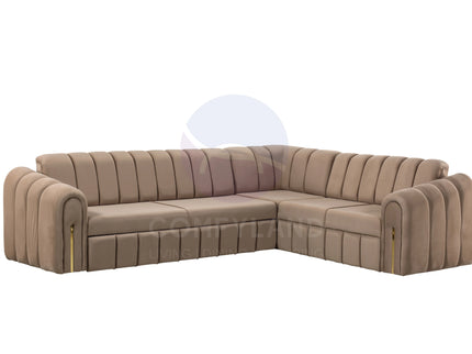 Vera Beige Velvet 7 Seater L Shaped Corner Sofa