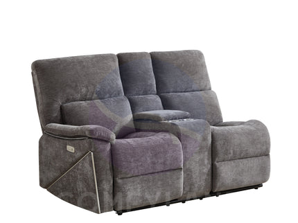Premiere Grey Fabric Sectional Recliner Sofa with Dual Cup Holders