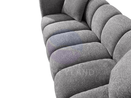 Cloud Grey Bubble-Tufted Curved Sofa