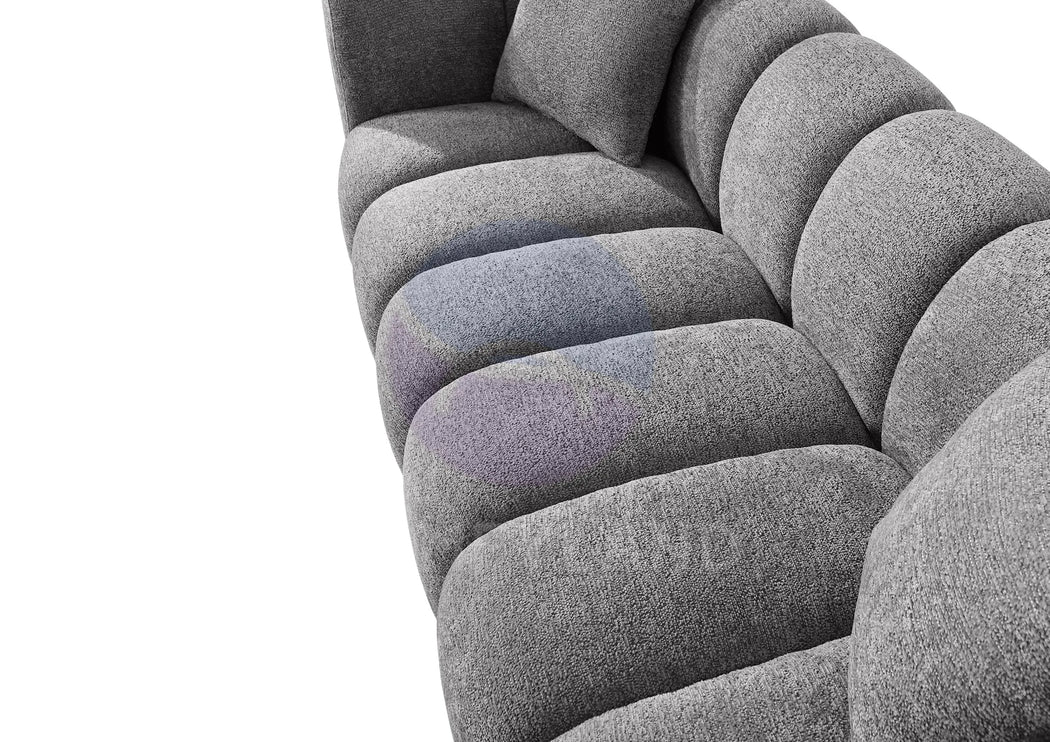 Cloud Grey Bubble-Tufted Curved Sofa