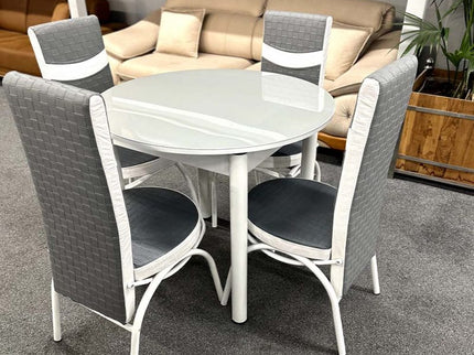 Grey Round Dining Table with Four Chairs