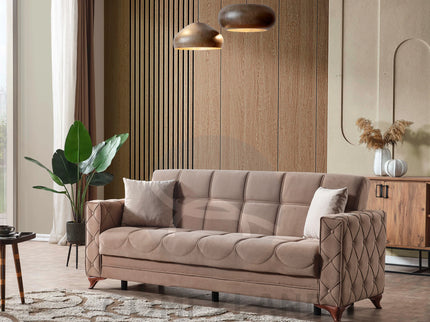 Dezza Sofa Bed in Beige Velvet