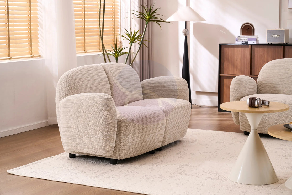 Beans Beige Textured Chenille Sofa