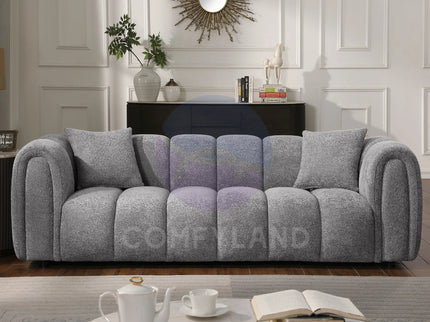 Cloud Grey Bubble-Tufted Curved Sofa