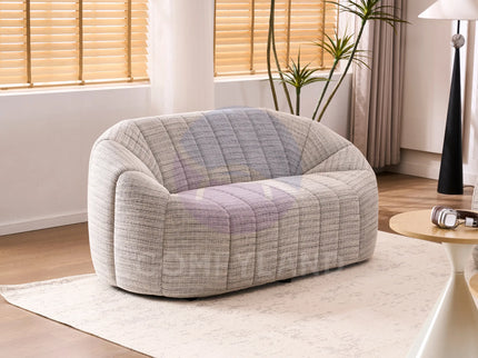 Serum Grey Bouclé Curved 2-Seater Sofa