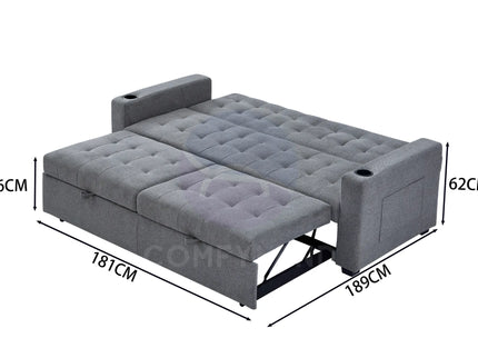 Grey Convertible Pull-Out Sofa Bed