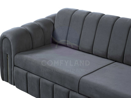 Vera Grey Velvet 7 Seater L Shaped Corner Sofa