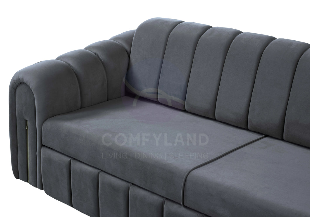 Vera Grey Velvet 7 Seater L Shaped Corner Sofa