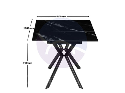 Henley Black Extending Dining Table with 4 Chairs