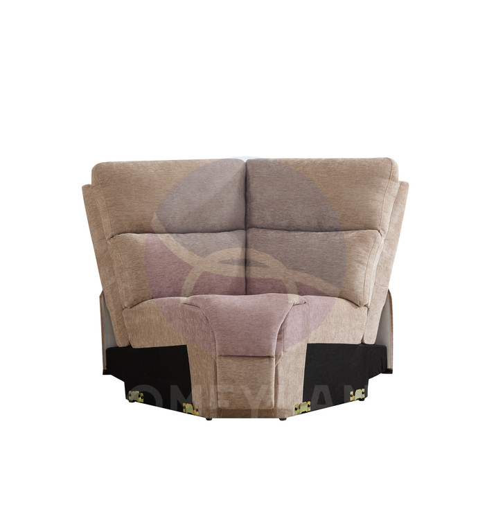 Premiere Beige Fabric Sectional Recliner Sofa with Dual Cup Holders