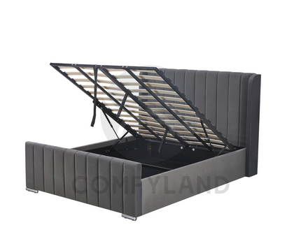 Grey Velvet Storage Bed