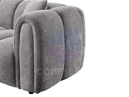 Cloud Grey Bubble-Tufted Curved Sofa