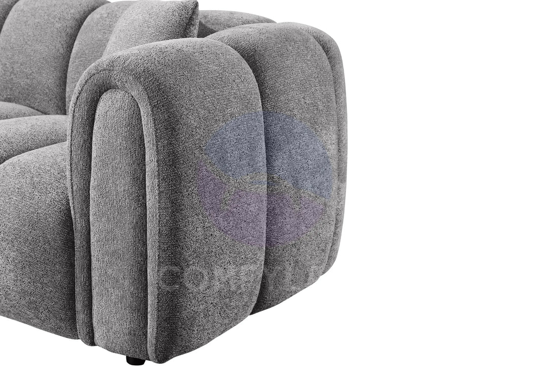 Cloud Grey Bubble-Tufted Curved Sofa