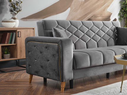Melisa Grey Sofa Bed with Gold Detailing