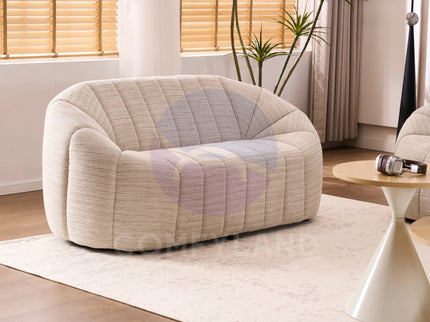 Serum Beige Bouclé Curved 2-Seater Sofa
