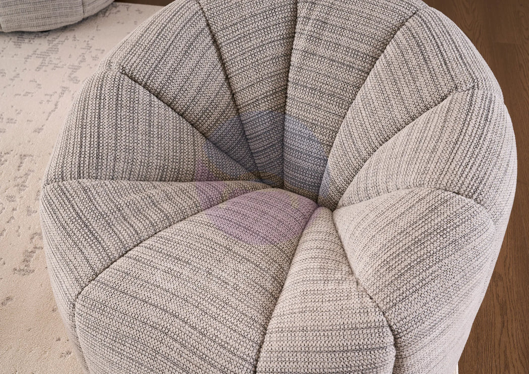 Serum Grey Textured Bouclé Curved Sofa