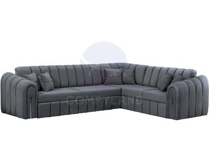 Vera Grey Velvet 7 Seater L Shaped Corner Sofa