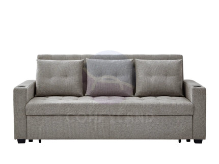 Beige Convertible Pull-Out Sofa Bed