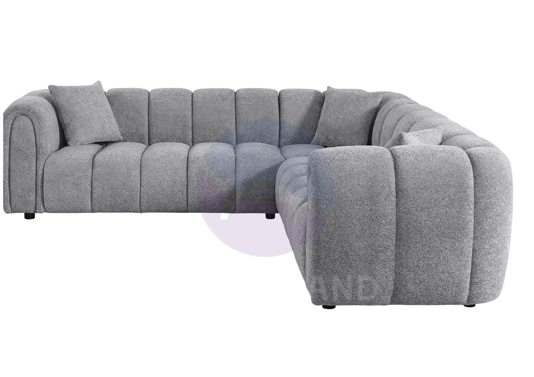 Cloud Grey Bouclé L-Shaped Corner Sofa