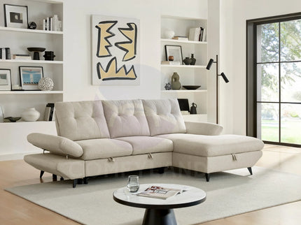 Stella Beige Corner Sofa Bed with Storage