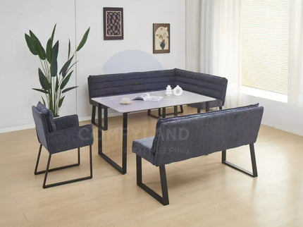 Monaco Black Dining Table with Corner Bench Seating