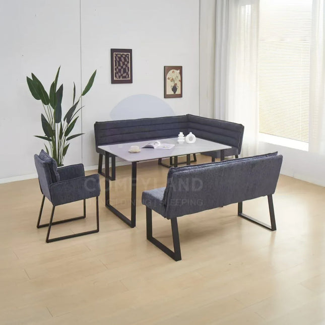 Monaco Black Dining Table with Corner Bench Seating