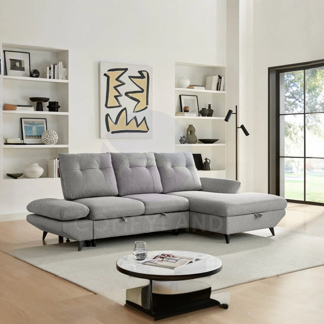 Stella Grey Corner Sofa Bed with Storage