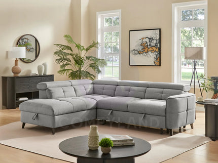 Nello Grey Sectional Sleeper Sofa Bed with Storage