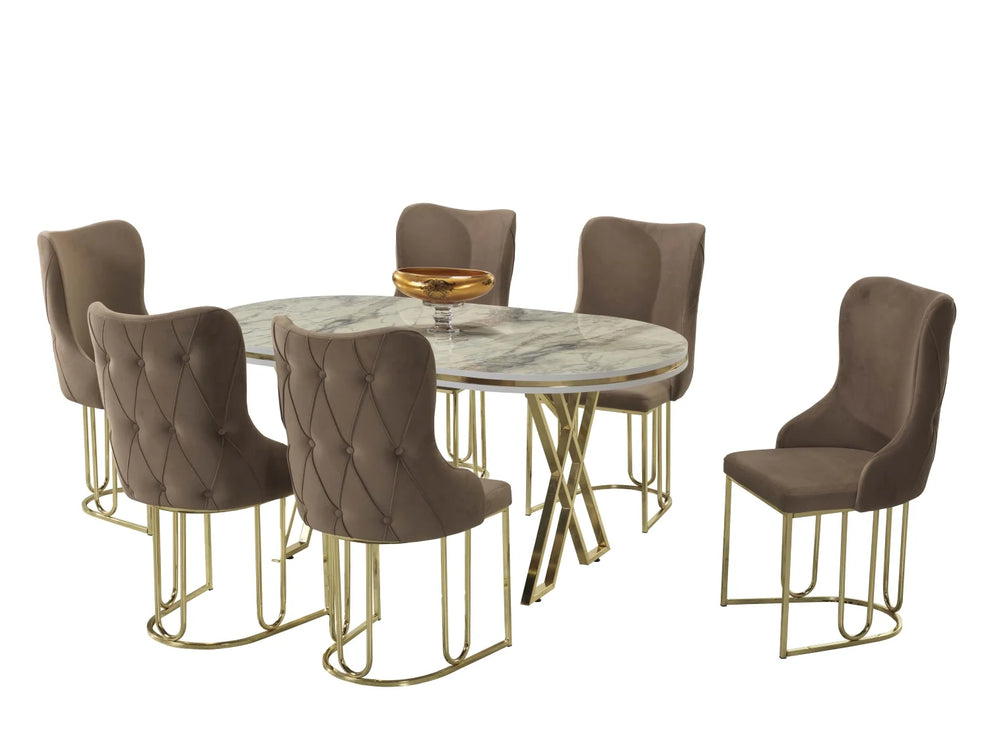 Almera Beige and Gold Dining Table