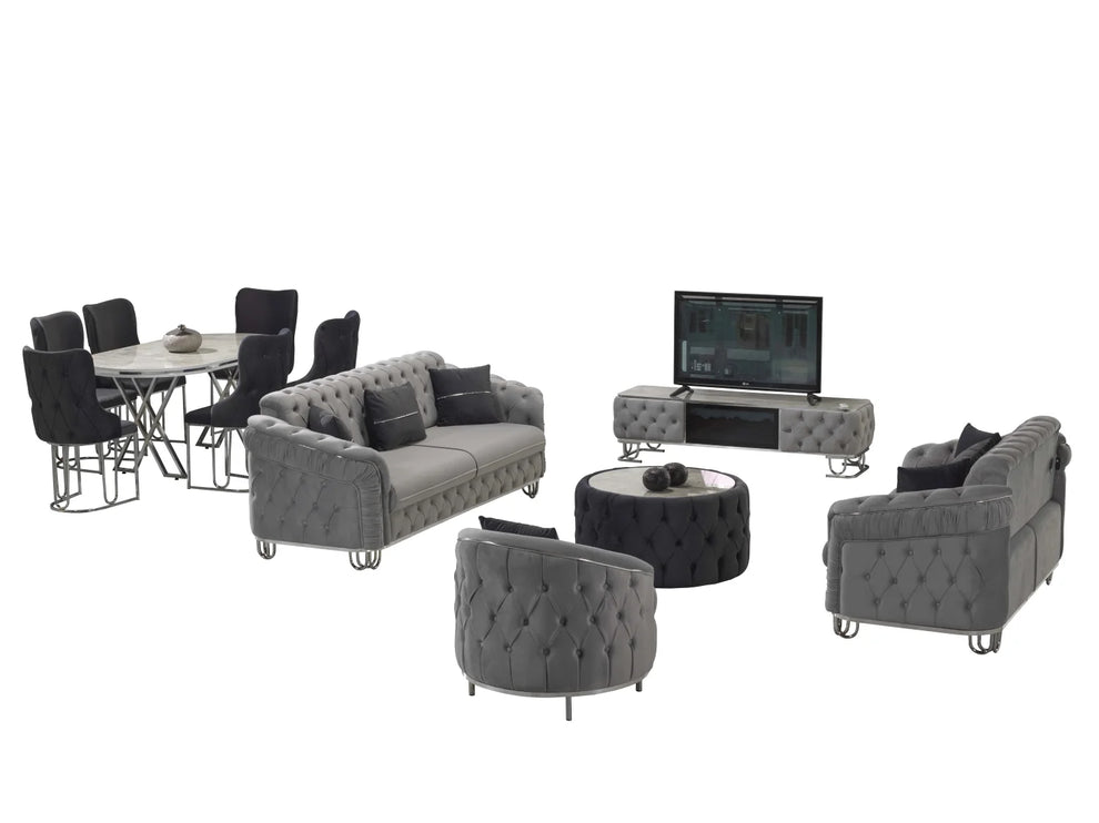 ALMERA Grey Velvet Living Room Furniture