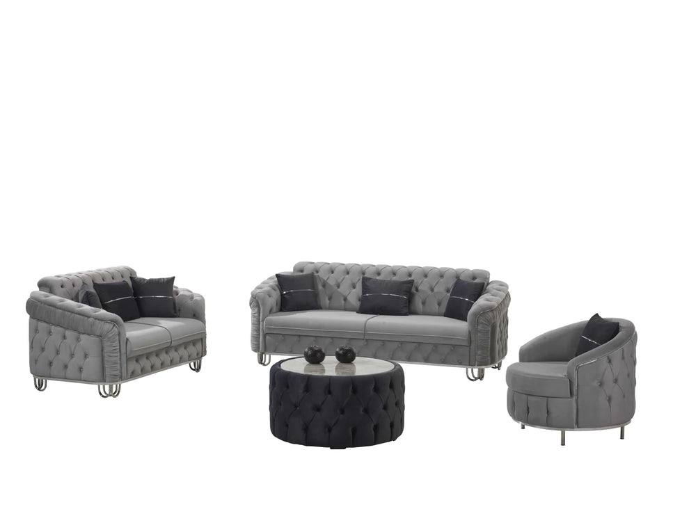 ALMERA Grey Velvet Living Room Furniture