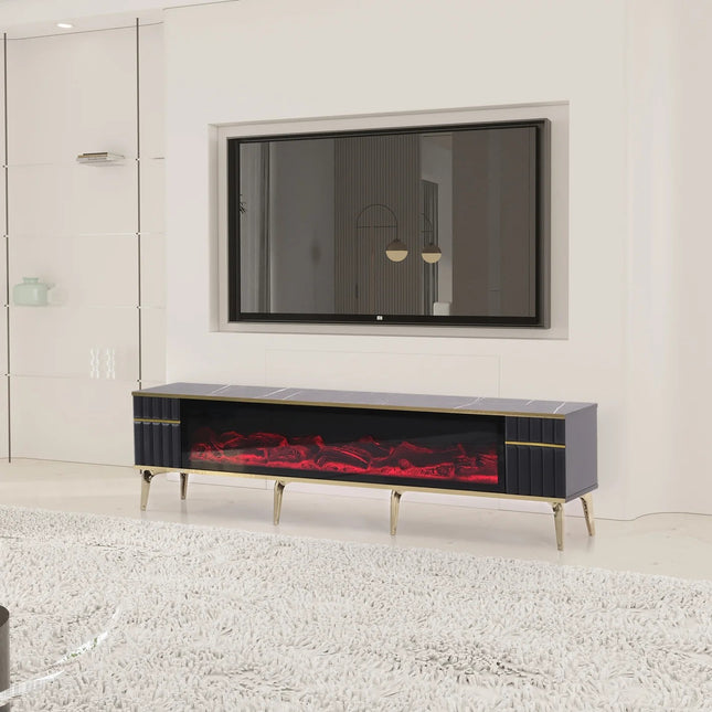 Ates Electric Fireplace TV Stand with Built-in Bluetooth & Speakers