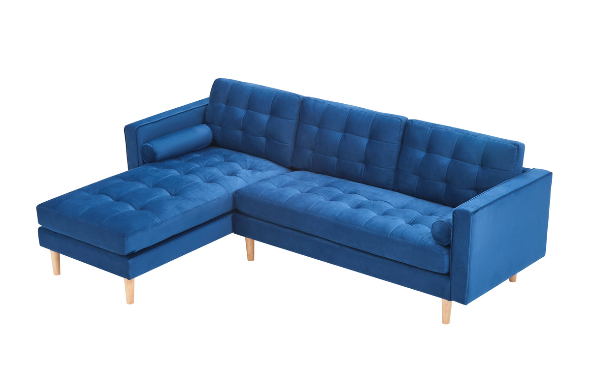 Blue Velvet Corner Sofa-Left or Right Hand Facing