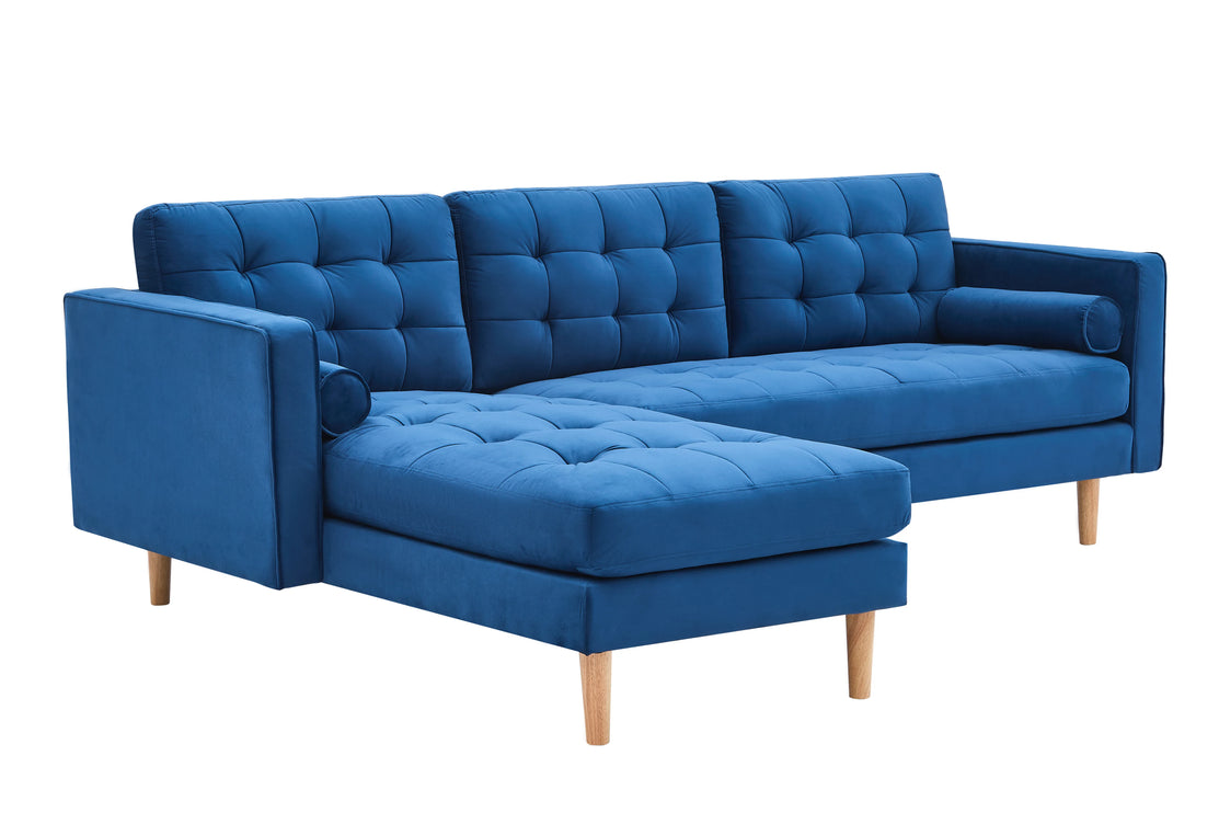 Blue Velvet Corner Sofa-Left or Right Hand Facing