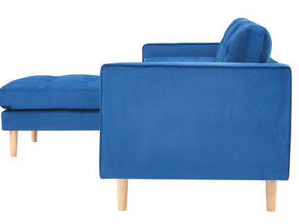 Blue Velvet Corner Sofa-Left or Right Hand Facing